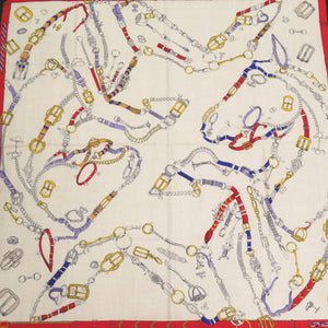 新品同様 エルメス カレジェアン カレ140 シュヴォー デシェネ カシミヤ シルク マルチカラー スカーフ 0227【中古】HERMES