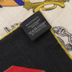 新品同様 エルメス カレジェアン カレ140 シュヴォー デシェネ カシミヤ シルク マルチカラー スカーフ 0227【中古】HERMES