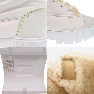 新品同様 エルメス アンクル フレッシュ ショートブーツ 242071Z カーフ パラシュートファブリック ブラン 白 ブーツ 0231【中古】HERMES