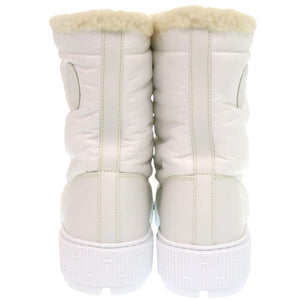 新品同様 エルメス アンクル フレッシュ ショートブーツ 242071Z カーフ パラシュートファブリック ブラン 白 ブーツ 0231【中古】HERMES