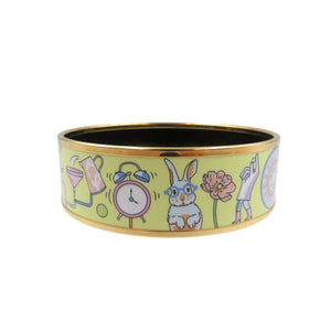 美品 エルメス エマイユGM ブレスレット Tea for Two 七宝焼き メタル イエロー バングル 0242【中古】HERMES
