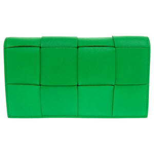 新品同様 ボッテガヴェネタ マキシイントレチャート レザー パラキート メガネケース 緑 0251【中古】BOTTEGAVENETA