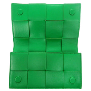 新品同様 ボッテガヴェネタ マキシイントレチャート レザー パラキート メガネケース 緑 0251【中古】BOTTEGAVENETA