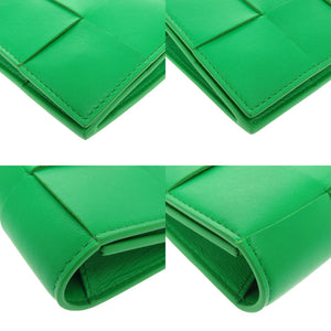 新品同様 ボッテガヴェネタ マキシイントレチャート レザー パラキート メガネケース 緑 0251【中古】BOTTEGAVENETA