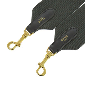 新品同様 セリーヌ ジャガード キャンバス レザー ジャカード グレー ゴールド金具 ショルダーストラップ 0255【中古】CELINE