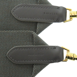 新品同様 セリーヌ ジャガード キャンバス レザー ジャカード グレー ゴールド金具 ショルダーストラップ 0255【中古】CELINE