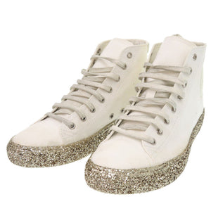 未使用 サンローランパリ グリッターソール ハイカット スニーカー キャンバス ホワイト 白 0260【中古】SAINT LAURENT PARIS