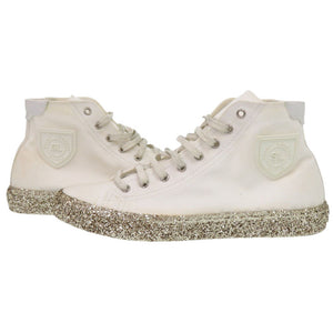 未使用 サンローランパリ グリッターソール ハイカット スニーカー キャンバス ホワイト 白 0260【中古】SAINT LAURENT PARIS