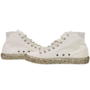 未使用 サンローランパリ グリッターソール ハイカット スニーカー キャンバス ホワイト 白 0260【中古】SAINT LAURENT PARIS