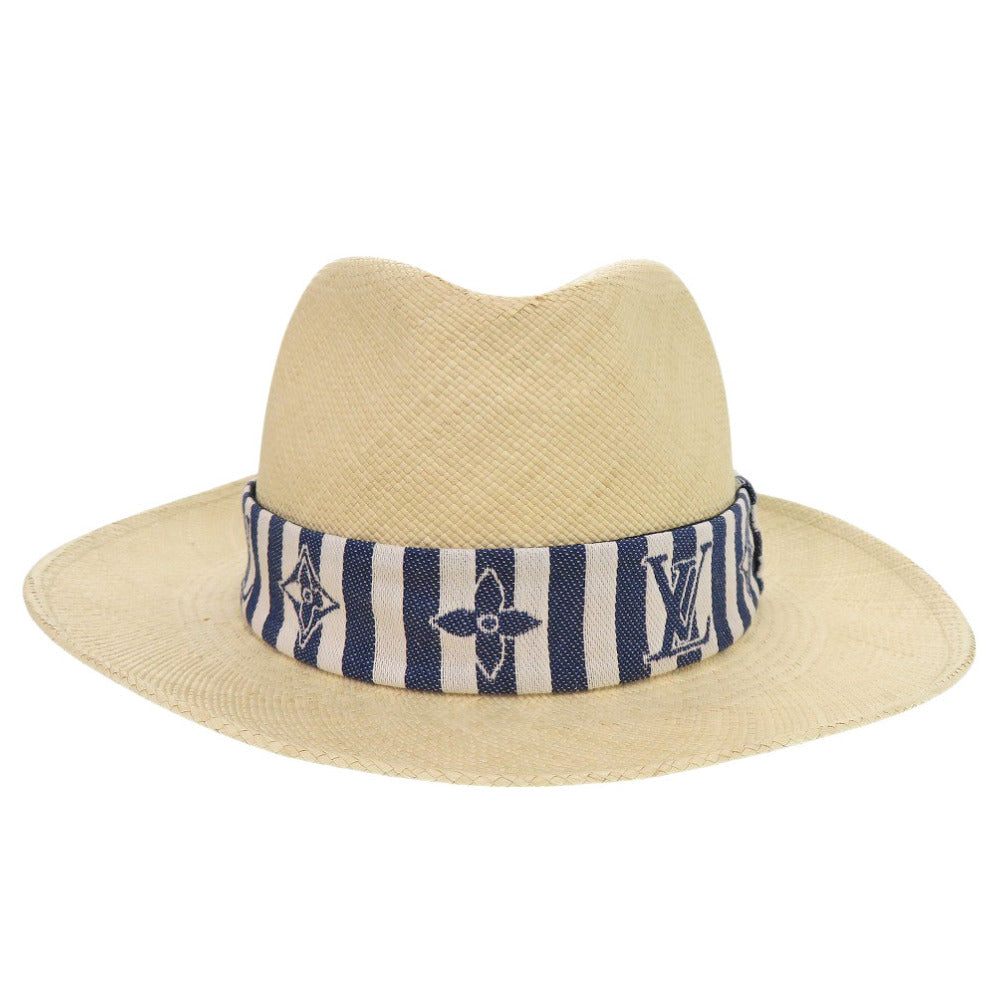 ルイ ヴィトン シャポー パイユ グラフィカルハット M7103L 麦わら帽子 ストロー ベージュ ブルー LV 0261【中古】LOUIS VUITTON