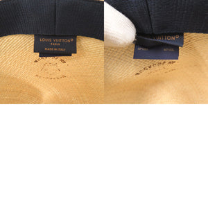 ルイ ヴィトン シャポー パイユ グラフィカルハット M7103L 麦わら帽子 ストロー ベージュ ブルー LV 0261【中古】LOUIS VUITTON