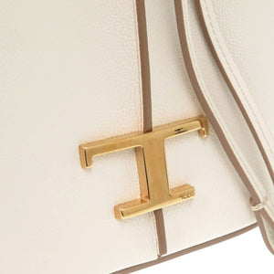 新品同様 トッズ Tタイムレス レザー ホワイト 2WAY ハンドバッグ ショルダーバッグ 白 0275【中古】TOD’S