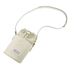 新品同様 メゾン マルジェラ 5AC S61WG0035 レザー キャンバス ライトグレー ショルダーバッグ バケット 白 0046【中古】Maison Margiela