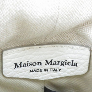 新品同様 メゾン マルジェラ 5AC S61WG0035 レザー キャンバス ライトグレー ショルダーバッグ バケット 白 0046【中古】Maison Margiela