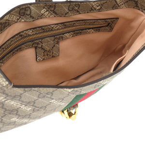 新品同様 グッチ ×バレンシアガ ジャッキー 636706 ポリエステル コットン ベージュ 0294 ハンドバッグ【中古】GUCCI