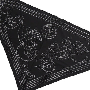 未使用品 エルメス トライアングル ペルフォレ エクスリブリス シルク ブラック スカーフ 黒 0297【中古】HERMES