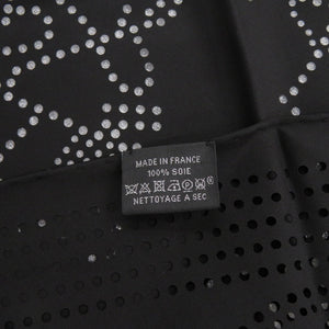 未使用品 エルメス トライアングル ペルフォレ エクスリブリス シルク ブラック スカーフ 黒 0297【中古】HERMES