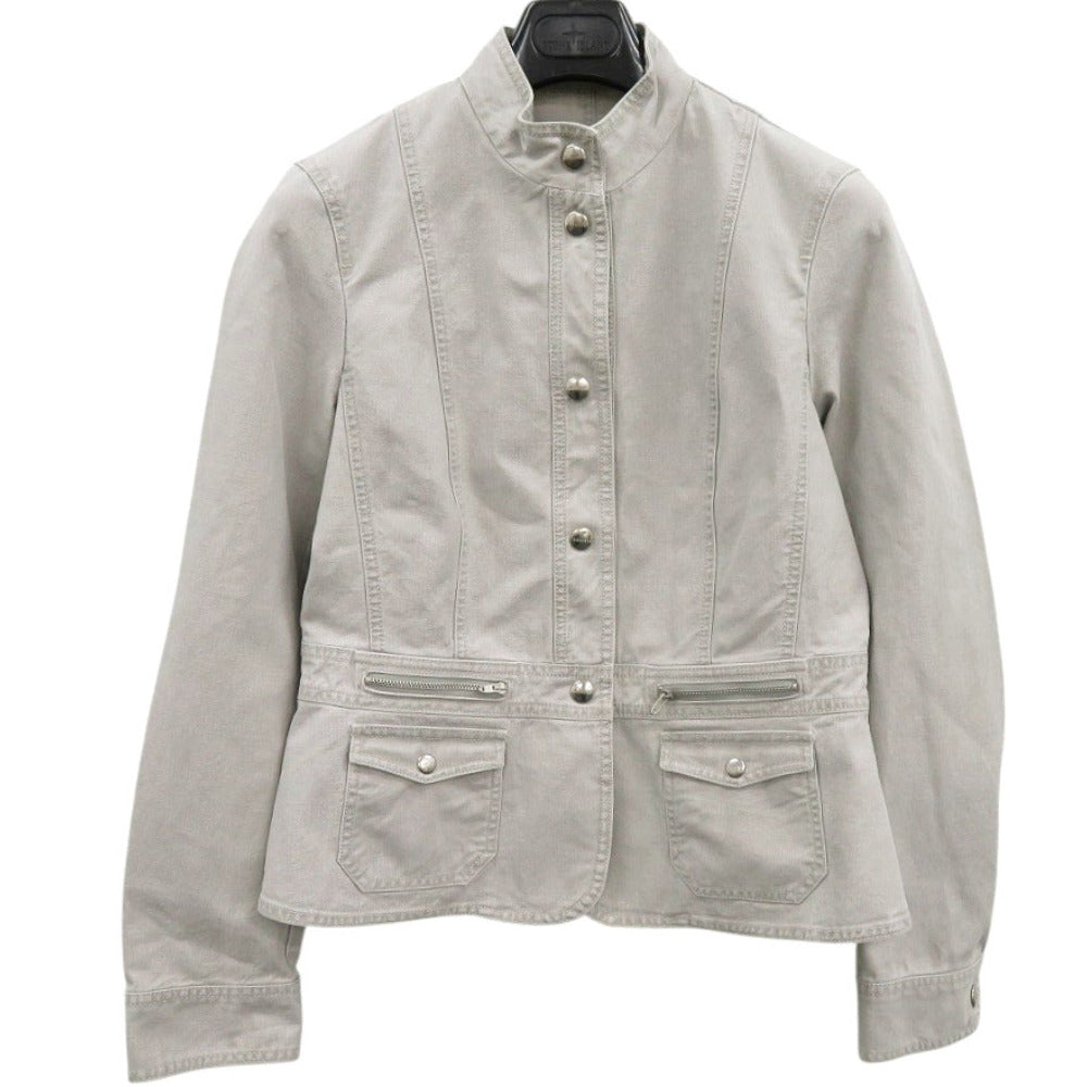 美品 マックスマーラ ウィークエンドライン サイズ44 コットン ライトグレー デニムジャケット 0312【中古】MAX MARA