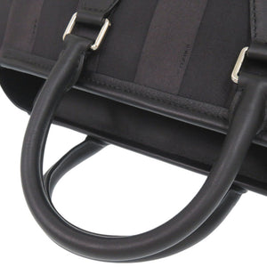 美品 フェンディ マザーズバッグ キャンバス レザー ブラック 2WAY ハンドバッグ ショルダーバッグ 黒 0315【中古】FENDI