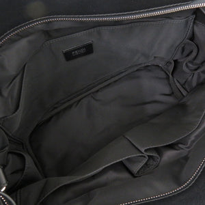 美品 フェンディ マザーズバッグ キャンバス レザー ブラック 2WAY ハンドバッグ ショルダーバッグ 黒 0315【中古】FENDI