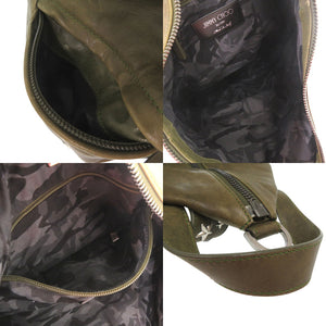 ジミーチュウ フィッツロイ スタースタッズ リュック デイパック バックパック 大容量 A4収納 レザー アーミー シルバー 0317【中古】JIMMY CHOO