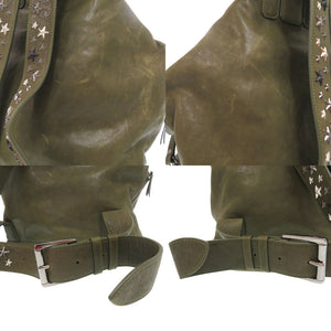 ジミーチュウ フィッツロイ スタースタッズ リュック デイパック バックパック 大容量 A4収納 レザー アーミー シルバー 0317【中古】JIMMY CHOO