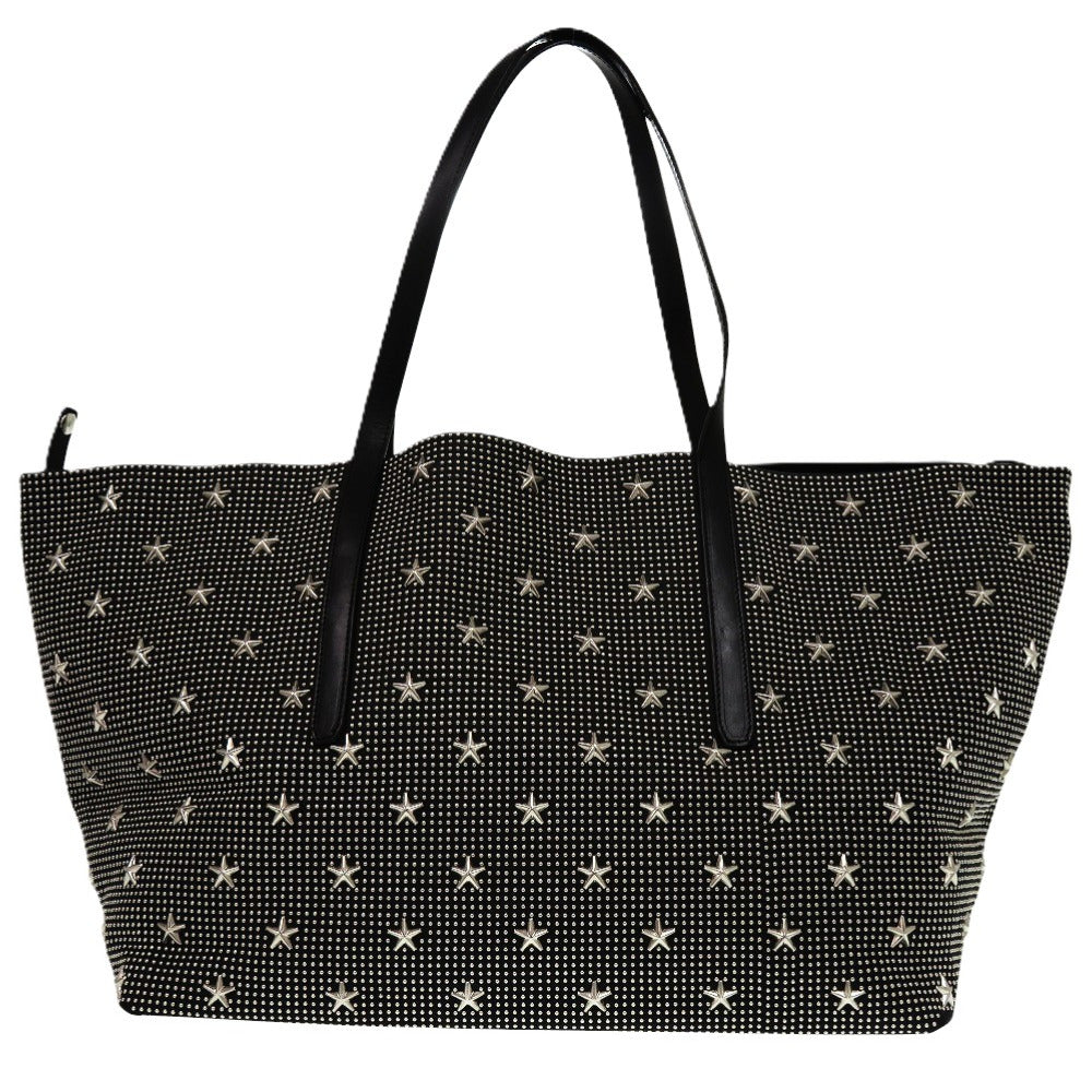 美品 ジミーチュウ スタースタッズ レザー ブラック シルバー金具 迷彩 トートバッグ 0318【中古】JIMMY CHOO