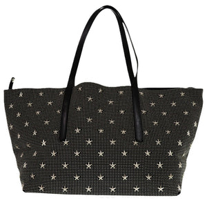 美品 ジミーチュウ スタースタッズ レザー ブラック シルバー金具 迷彩 トートバッグ 0318【中古】JIMMY CHOO