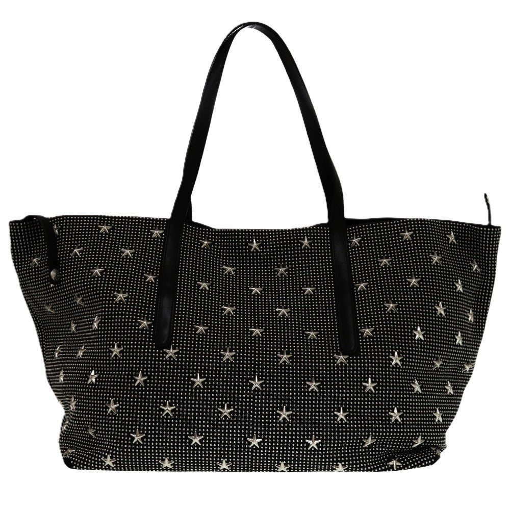 美品 ジミーチュウ スタースタッズ レザー ブラック シルバー金具 迷彩 トートバッグ 0318【中古】JIMMY CHOO