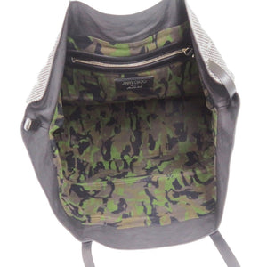 美品 ジミーチュウ スタースタッズ レザー ブラック シルバー金具 迷彩 トートバッグ 0318【中古】JIMMY CHOO