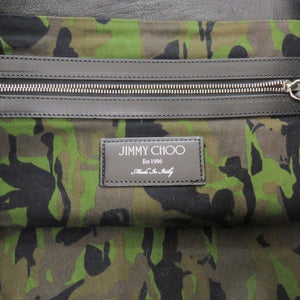美品 ジミーチュウ スタースタッズ レザー ブラック シルバー金具 迷彩 トートバッグ 0318【中古】JIMMY CHOO