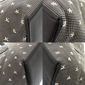 美品 ジミーチュウ スタースタッズ レザー ブラック シルバー金具 迷彩 トートバッグ 0318【中古】JIMMY CHOO