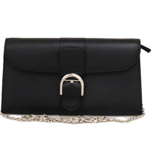 美品 デルボー ブリヨン カーフレザー ブラック 0326 黒 チェーンウォレット 長財布【中古】DELVAUX