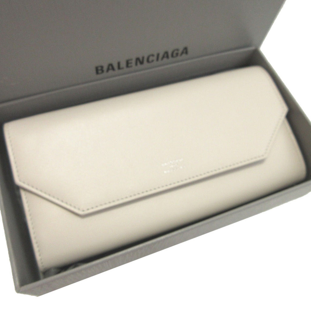 新品同様 バレンシアガ ENVELOPE 736732 レザー ホワイト 白 2つ折り長財布 財布 0329【中古】BALENCIAGA