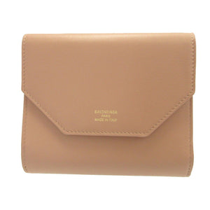 未使用 バレンシアガ ENVELOPE 753762 レザー ベージュ コンパクトウォレット 2つ折り財布 財布 0331【中古】BALENCIAGA
