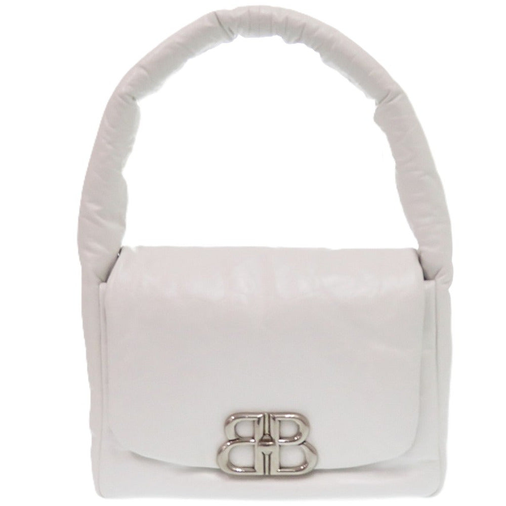 新品同様 バレンシアガ モナコ ハンドバッグ レザー ホワイト 0332 白 ワンショルダーバッグ【中古】BALENCIAGA