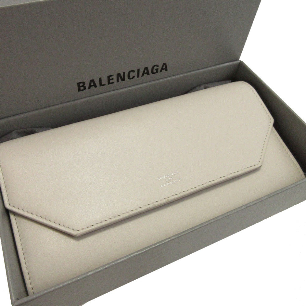 新品同様 バレンシアガ ENVELOPE 736732 レザー ホワイト 白 2つ折り長財布 財布 0336【中古】BALENCIAGA
