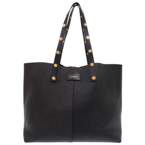 ヴェルサーチ メドゥーサ レザー ブラック トートバッグ 黒 0349【中古】VERSACE