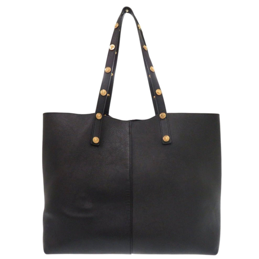 ヴェルサーチ メドゥーサ レザー ブラック トートバッグ 黒 0349【中古】VERSACE