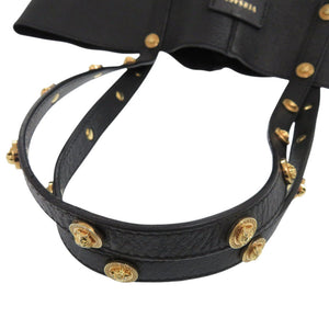 ヴェルサーチ メドゥーサ レザー ブラック トートバッグ 黒 0349【中古】VERSACE