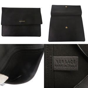 ヴェルサーチ メドゥーサ レザー ブラック トートバッグ 黒 0349【中古】VERSACE