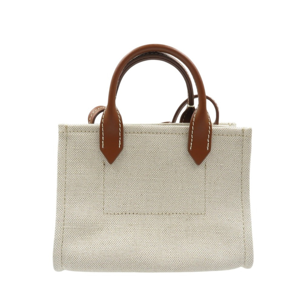 美品 バルマン B-Army ショッピングバッグ ミニ キャンバス カーフ ベージュ ブラウン ショルダーバッグ 0351【中古】BALMAIN