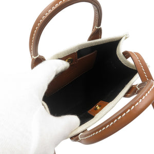 美品 バルマン B-Army ショッピングバッグ ミニ キャンバス カーフ ベージュ ブラウン ショルダーバッグ 0351【中古】BALMAIN