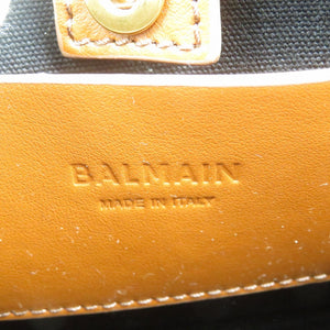 美品 バルマン B-Army ショッピングバッグ ミニ キャンバス カーフ ベージュ ブラウン ショルダーバッグ 0351【中古】BALMAIN