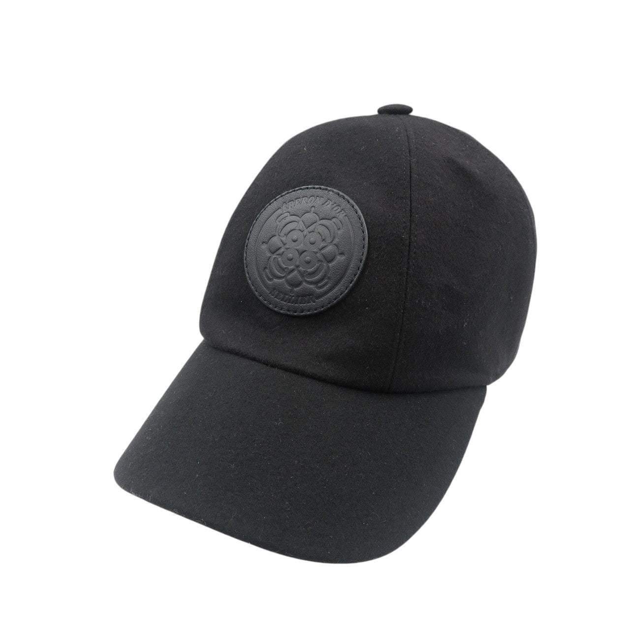 美品 エルメス セレナ エプロンドール 59 カシミヤ レザー シルバー金具 ブラック キャップ 帽子 0352【中古】HERMES