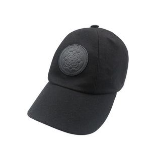 美品 エルメス セレナ エプロンドール 59 カシミヤ レザー シルバー金具 ブラック キャップ 帽子 0352【中古】HERMES