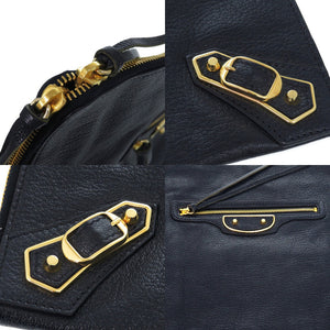 美品 バレンシアガ メタルエッジ　ゴートスキン レザー ゴートスキン ネイビー 0359 紺 クラッチバッグ【中古】BALENCIAGA