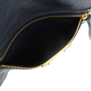 美品 バレンシアガ メタルエッジ　ゴートスキン レザー ゴートスキン ネイビー 0359 紺 クラッチバッグ【中古】BALENCIAGA