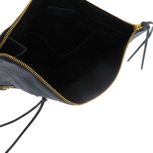 美品 バレンシアガ メタルエッジ　ゴートスキン レザー ゴートスキン ネイビー 0359 紺 クラッチバッグ【中古】BALENCIAGA