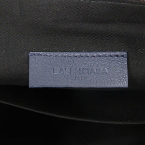 美品 バレンシアガ メタルエッジ　ゴートスキン レザー ゴートスキン ネイビー 0359 紺 クラッチバッグ【中古】BALENCIAGA